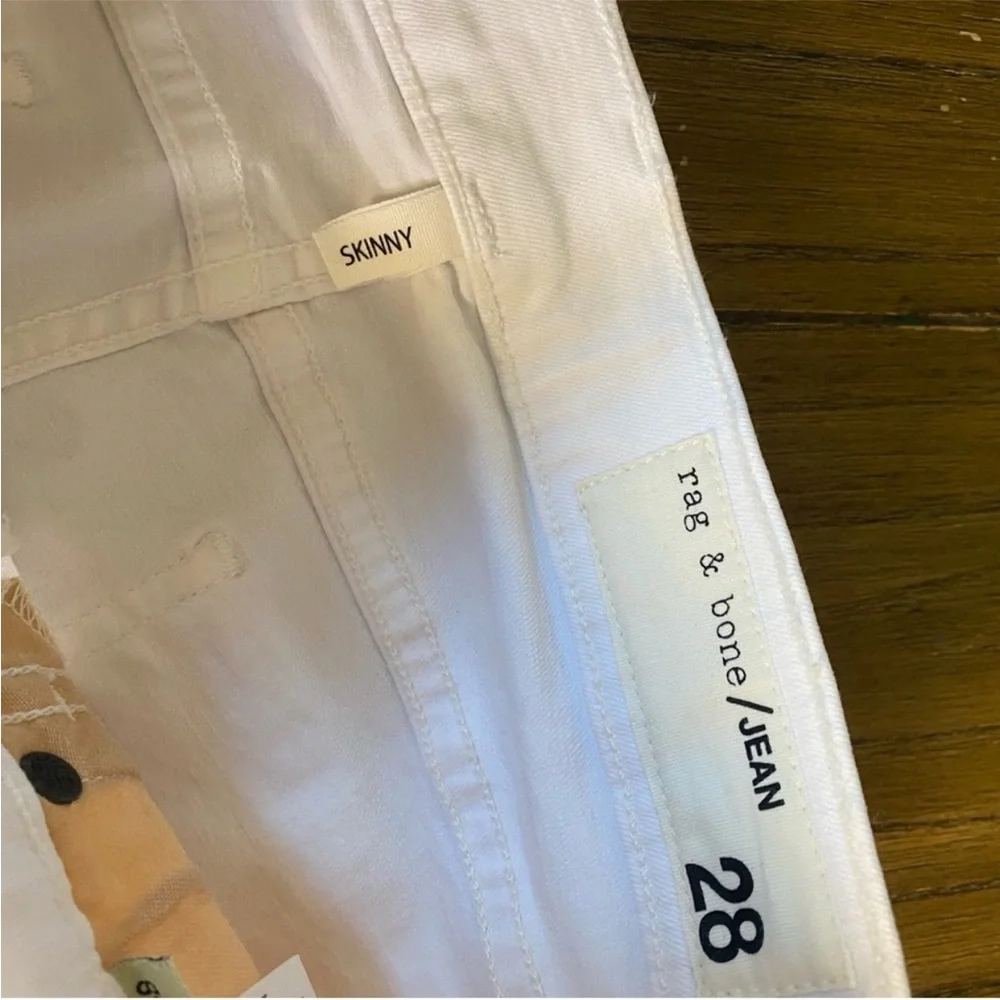 Rag and Bone mid rise white skinny jeans